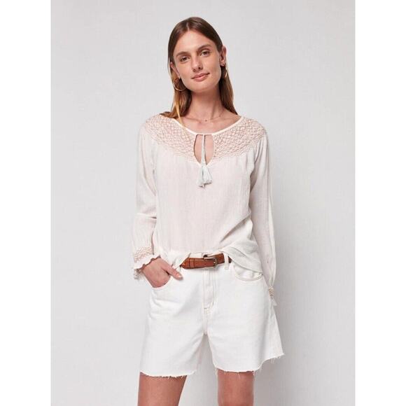 Faherty Laura Embroidered Boho Peasant Cotton Blouse Top M NWOT - Picture 2 of 4